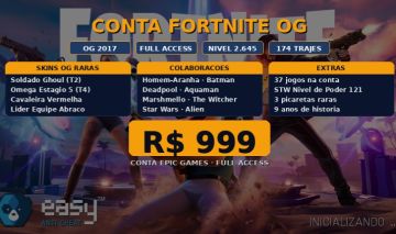 Conta Epic/Fortnite OG 2017 | 174 Skins | Ghoul Trooper + Omega S5 + 37 Jogos