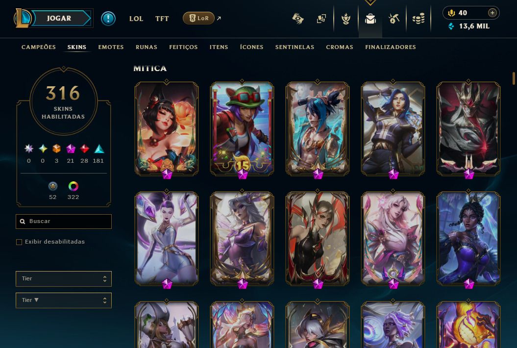 CONTA LEAGUE OF LEGENDS (NIVEL 590) SKIN AHRI TERMAS NOTURNAS E MUITO +
