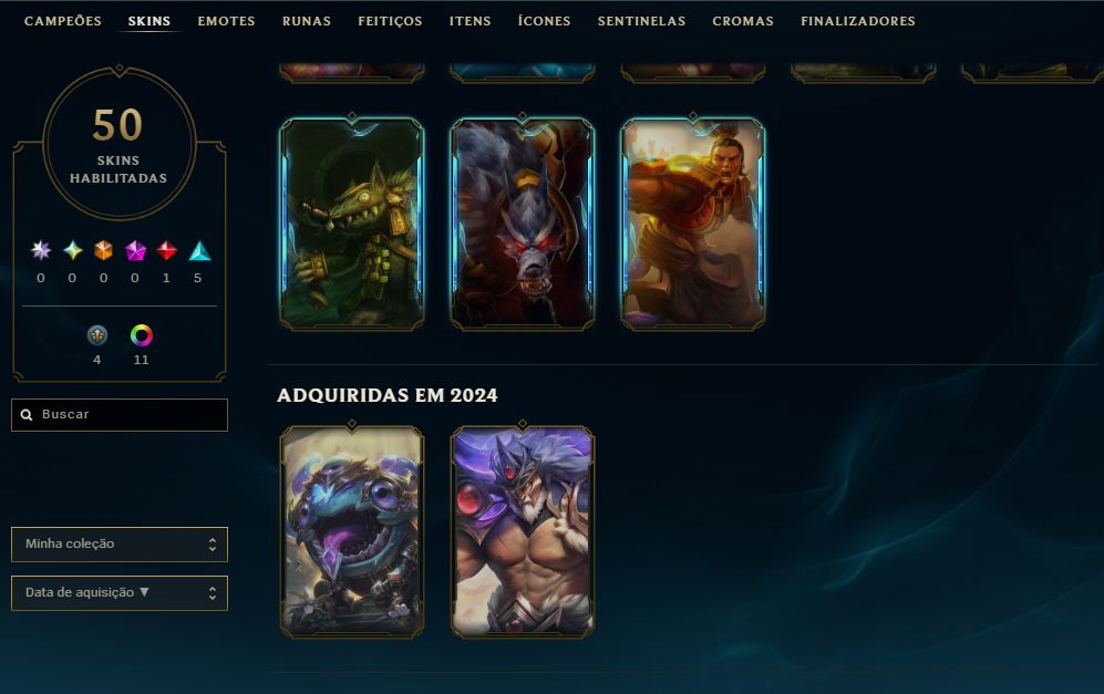 [Entrega Automática] Conta Lol Platina, 50 Skins, 1 Lendária, 14K Ea, 100%Segura