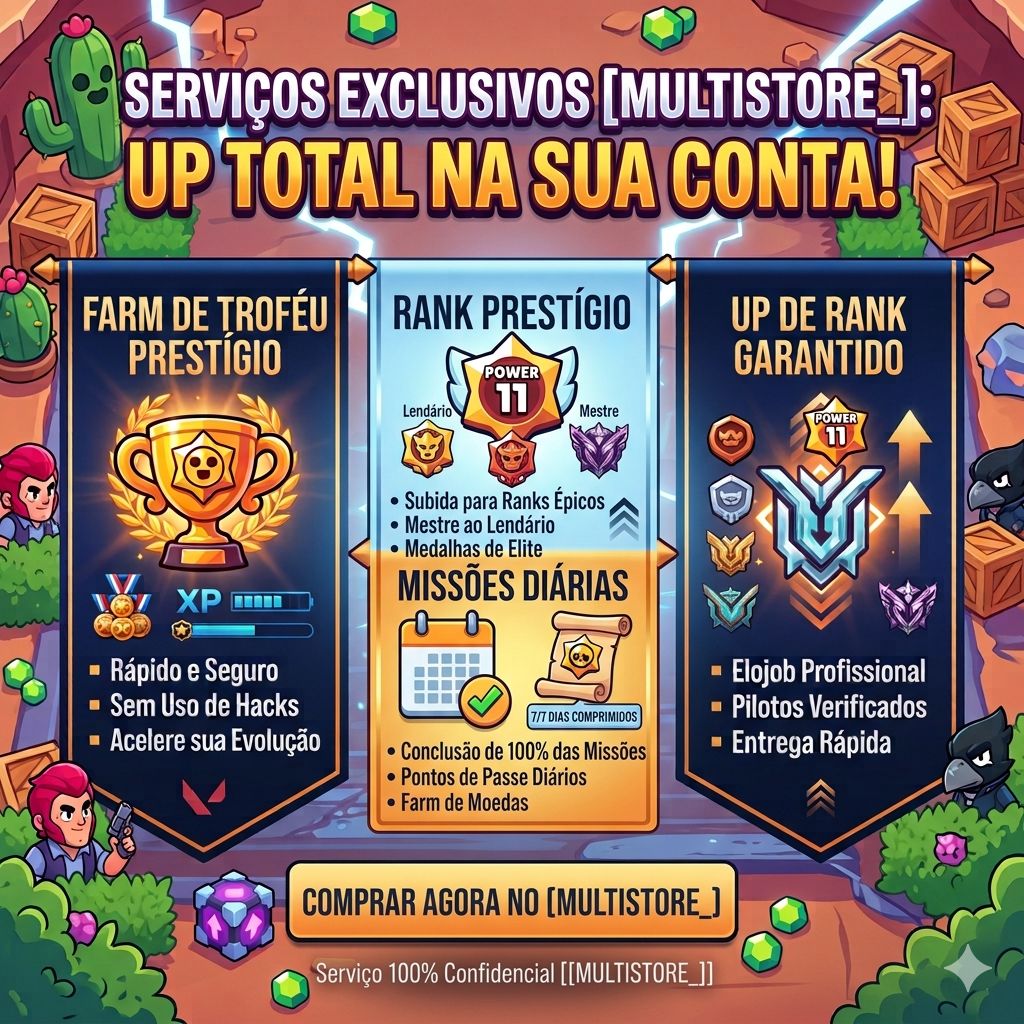 ELOJOB-BRAWL STARS, farm trofeus rank prestigio missao diaria e mega missao
