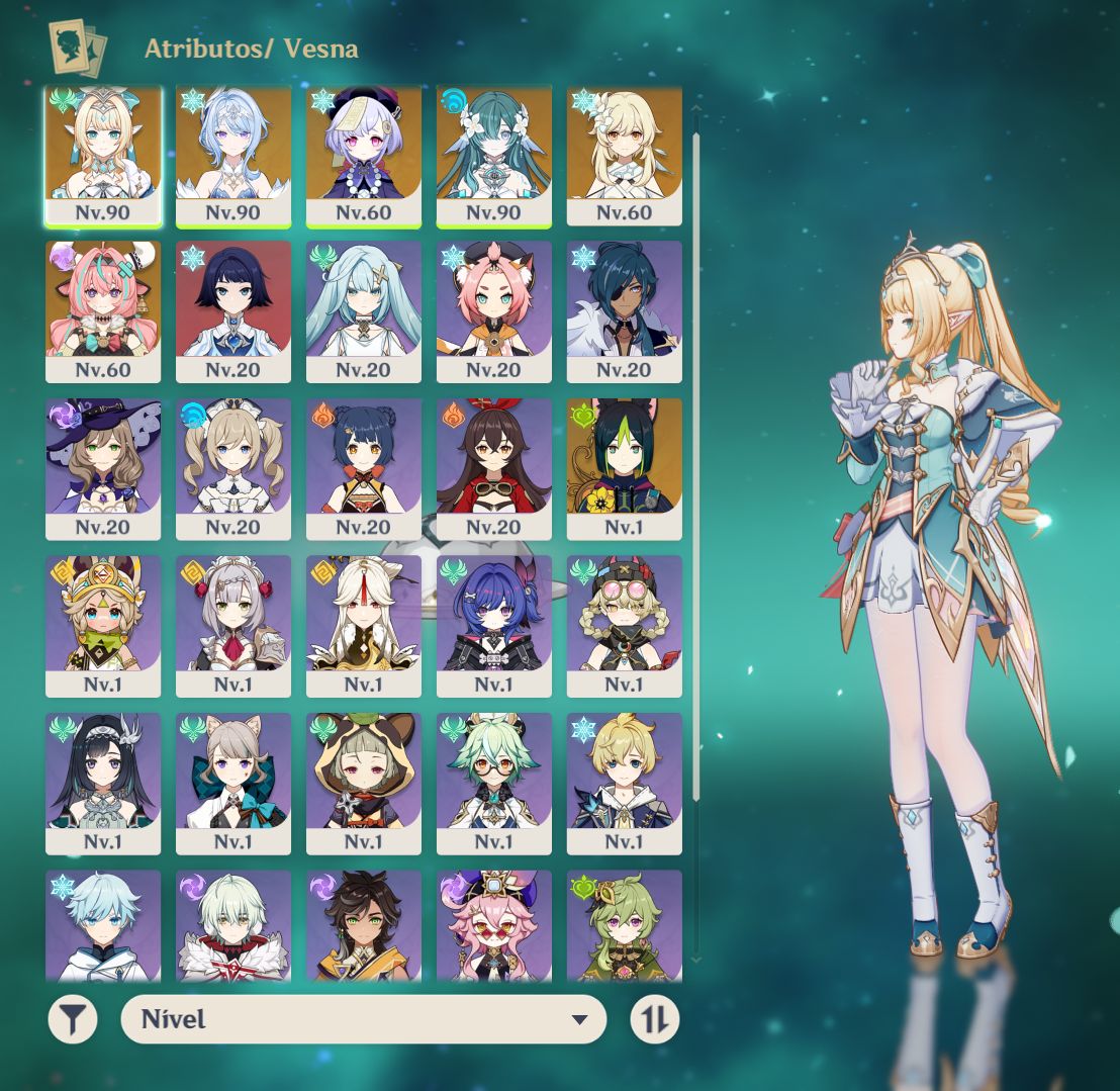 Conta Genshin - Vesna + BIS, Vodyanitsa + Bis e Odette + 122 Tiros