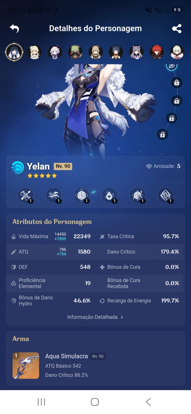 Conta com Yelan C2 R1, Varesa e Vodyanitsa