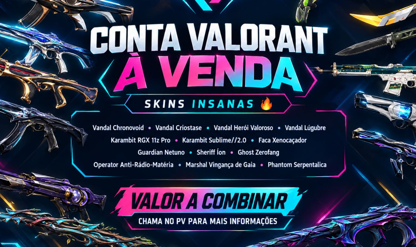 CONTA VALORANT À VENDA | VANDALS, KARAMBITS, PHANTOM E MUITAS SKINS RARAS!