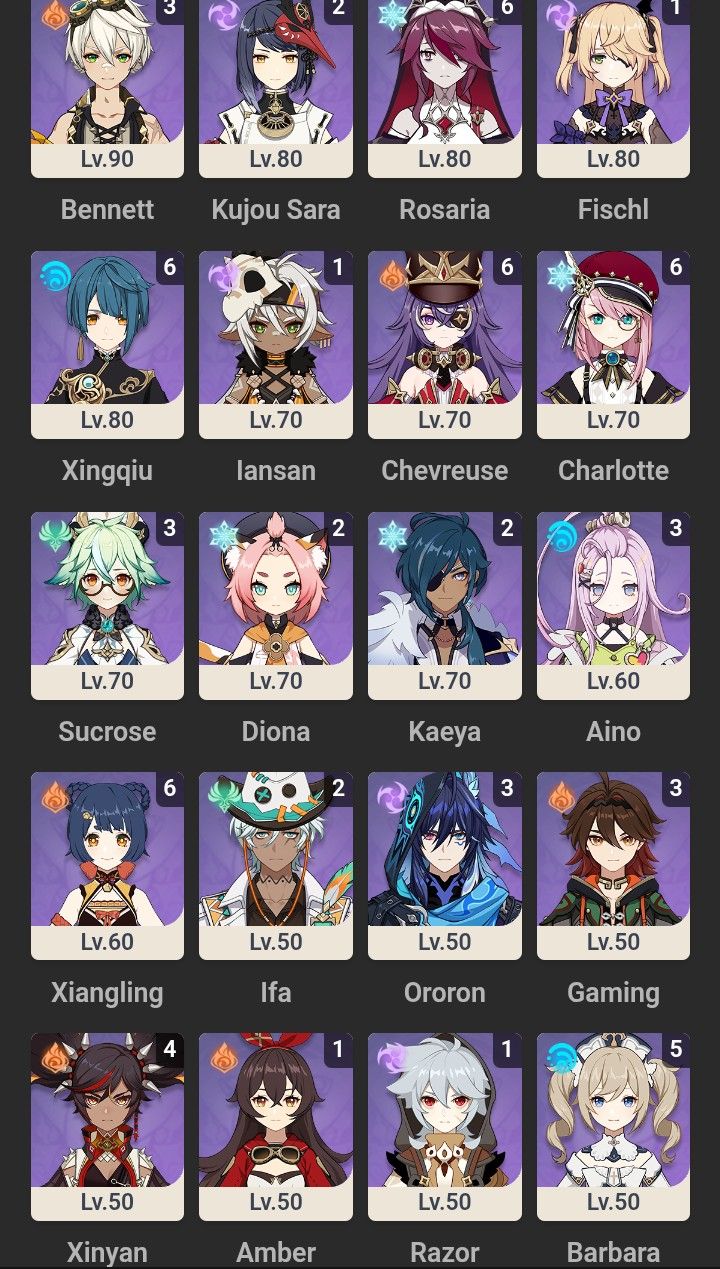 CONTA GENSHIN/ AR 60/ 67 PERSONAGEM no total / 20 personagem 5 estrelas