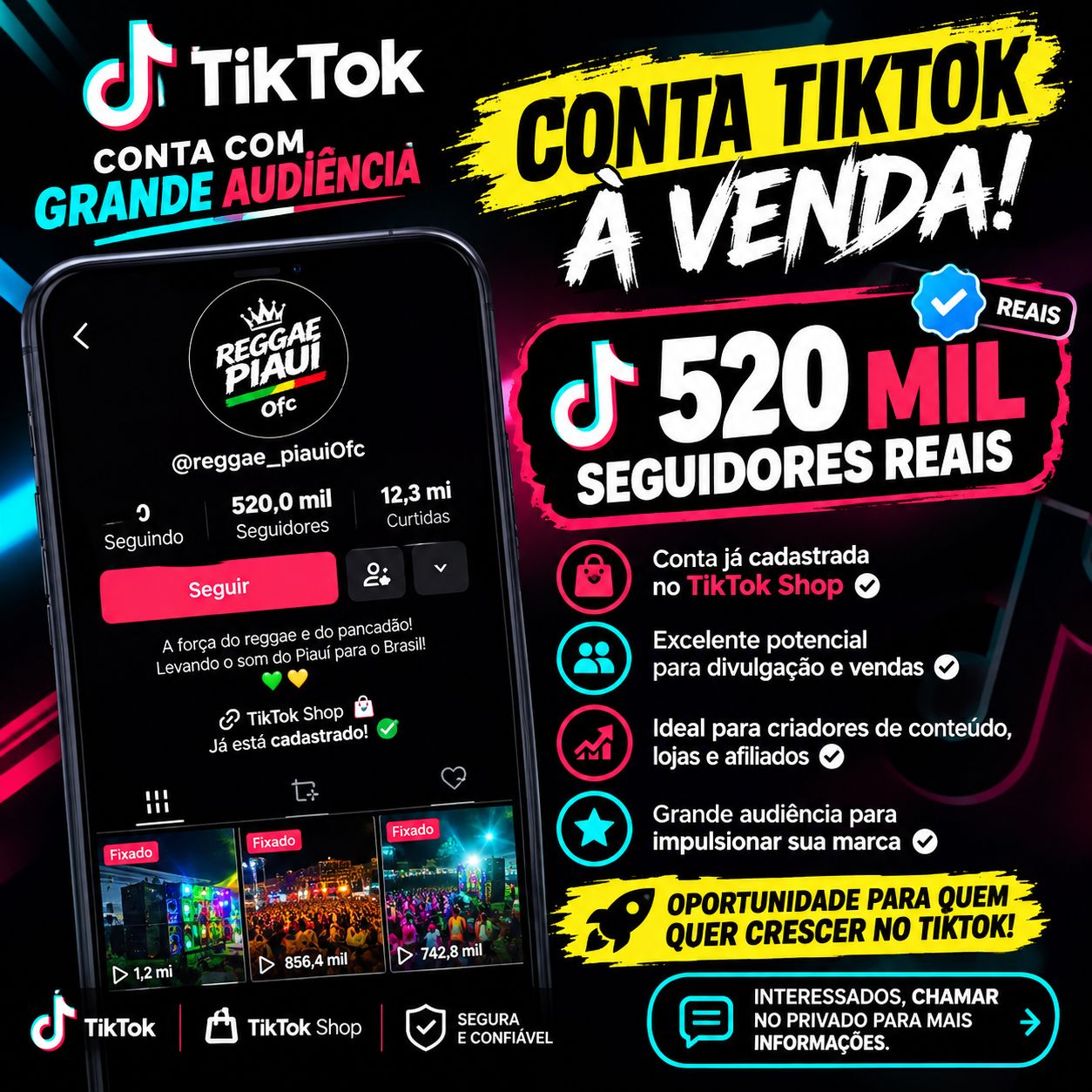 CONTA TIK TOK 520 MIL SEGUIDORES REAIS