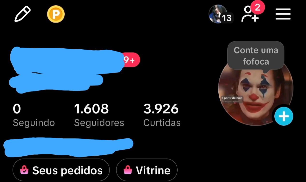 CONTA TIKTOK 1600+ SEGUIDORES
