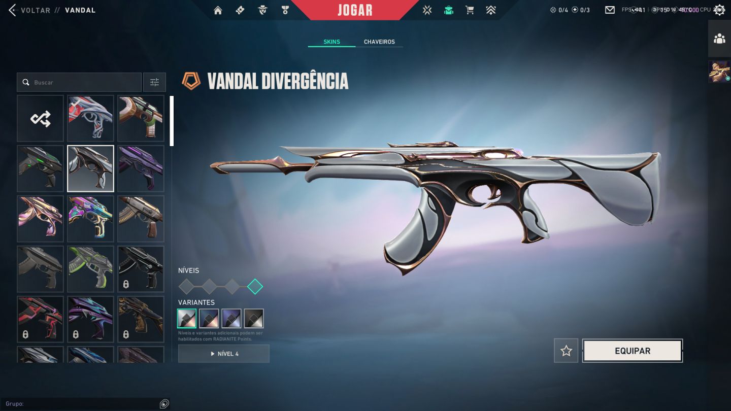 CONTA VALORANT LVL 232 | PLATINA | RGX + GAIA + GLITCHPOP + FACAS | FULL ACESSO