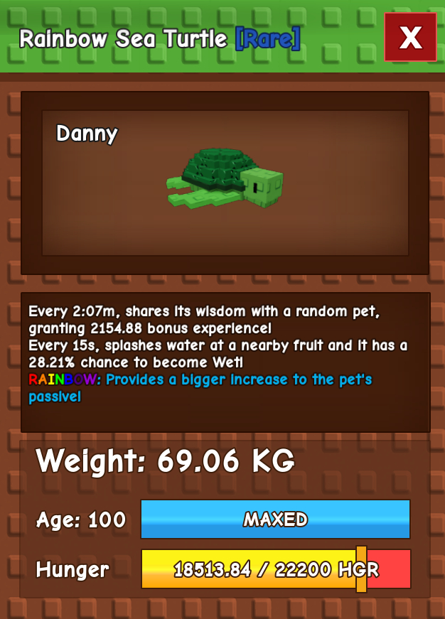 HUGE (GIGANTE) RAINBOW SEA TURTLE LVL 100