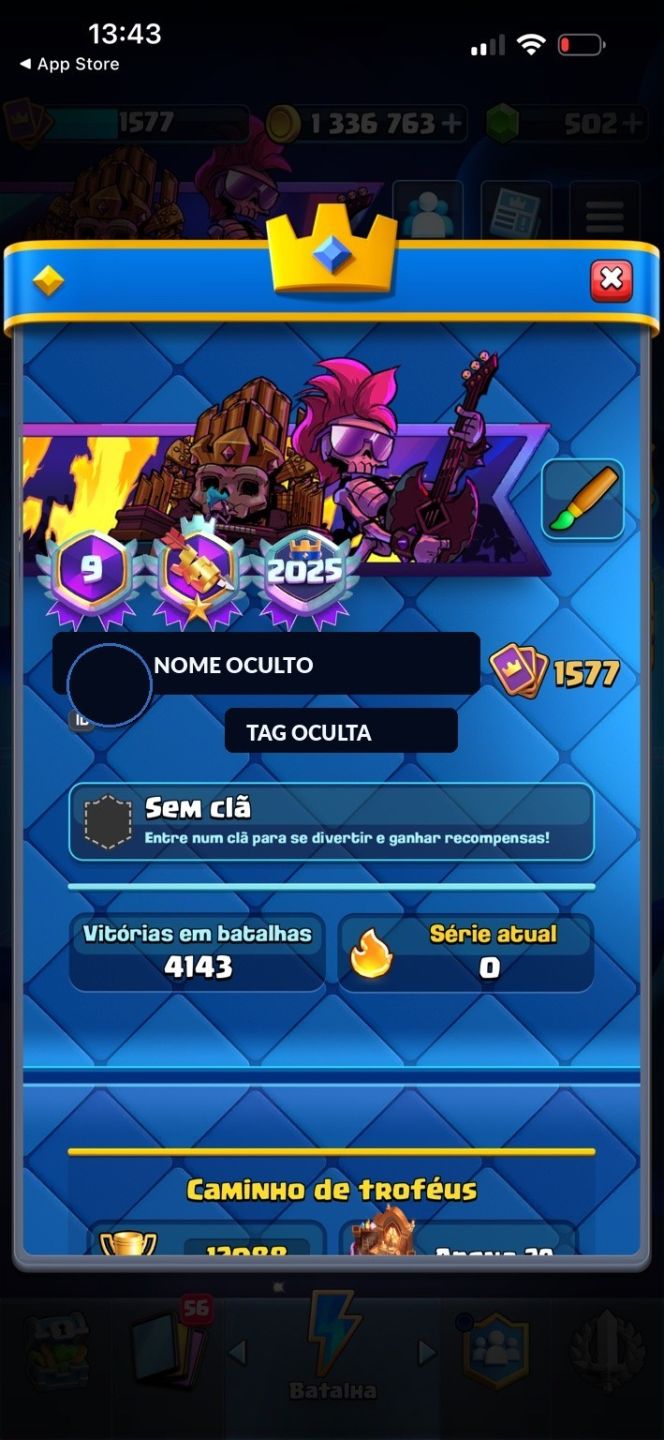 CONTA CLASH ROYALE 12.088 TROFÉUS | ARENA 29 | 17 EVOLUÇÕES + 6 HERÓIS