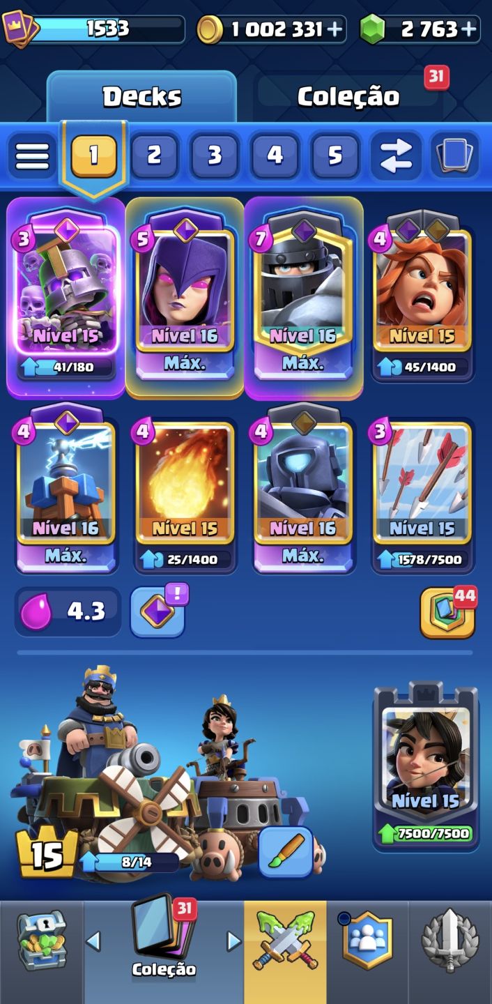 Conta Clash Royale 11.000 Troféus | 17 Evoluções | Nível 15 | veja a descrição
