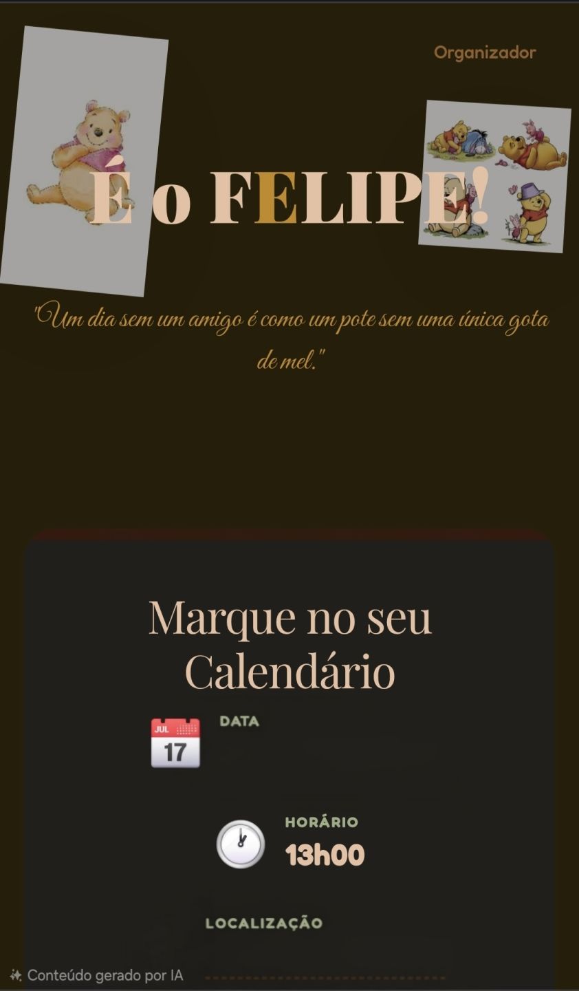 Convites de aniversário em site