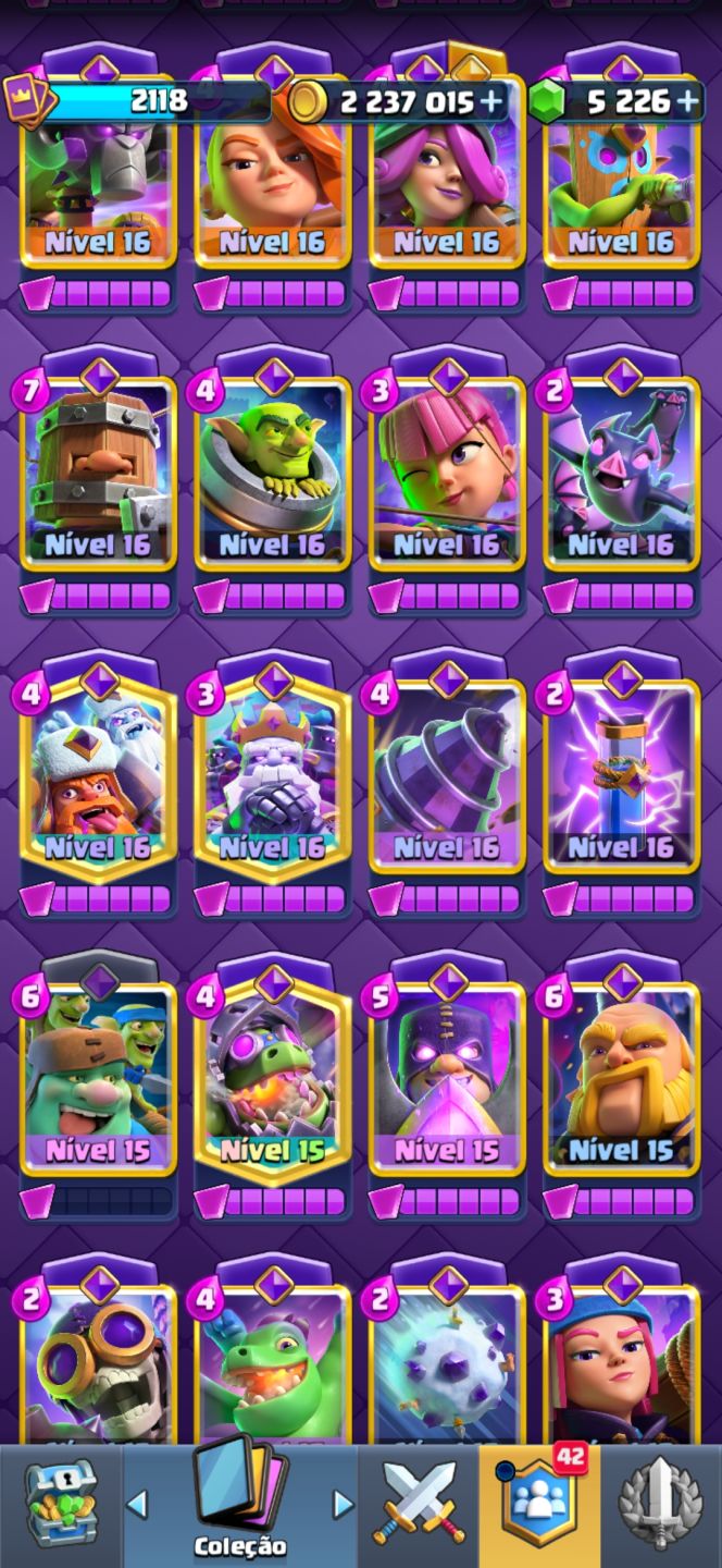 CONTA CLASH ROYALE 10 ANOS CRIADA