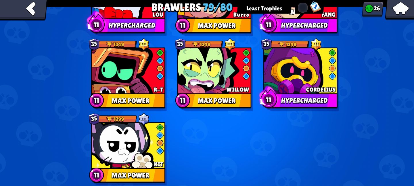 BRAWL STARS CONTA DE 90K / 48 RANK 35 / 14/15 PASSES /+ DE 100 SKINS