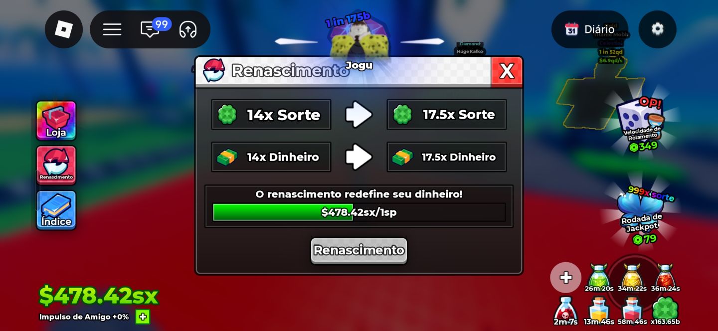 CONTA DE ANIME DICE COM PERSONAGENS COM MAIS DE 1QD/S
