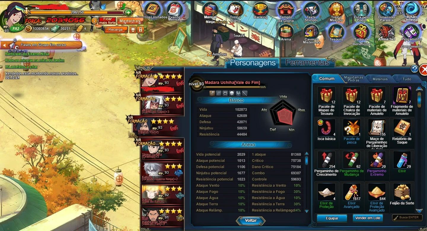 Conta com 30K de Cupons com Madara/hashirama full bt +naruto vale do fim Sv841