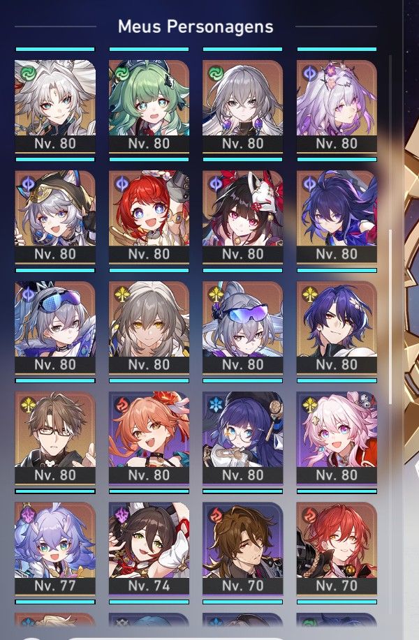 Conta Honkai Star Rail lvl 70