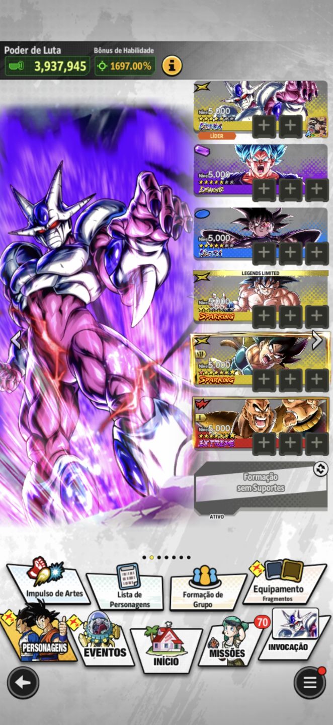 Conta Dragon Ball Legends com Cooler Ultra, Goku LR e Turles +50k crystal
