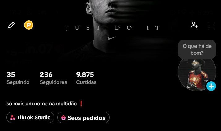 CONTA TIKTOK COM 236 SEGUIDORES + 9K DE CURTIDAS