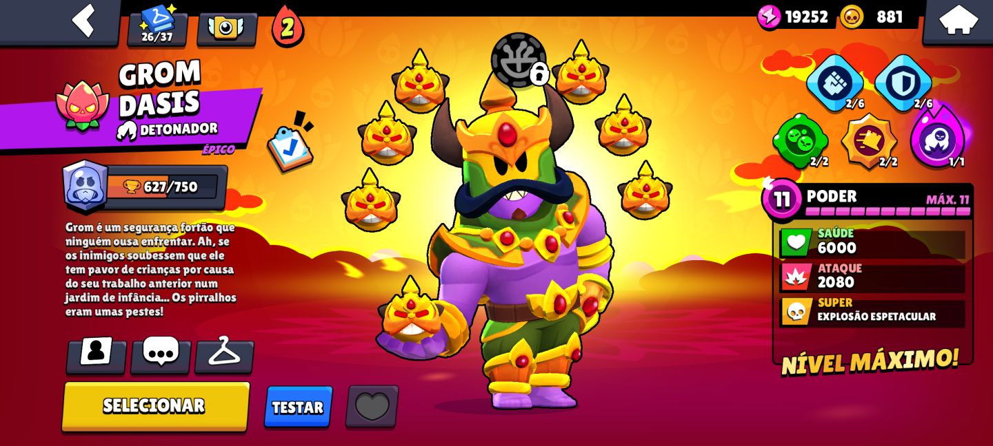 Continha top Brawl Stars - Várias skins, 60 Brawlers e 5mil troféus