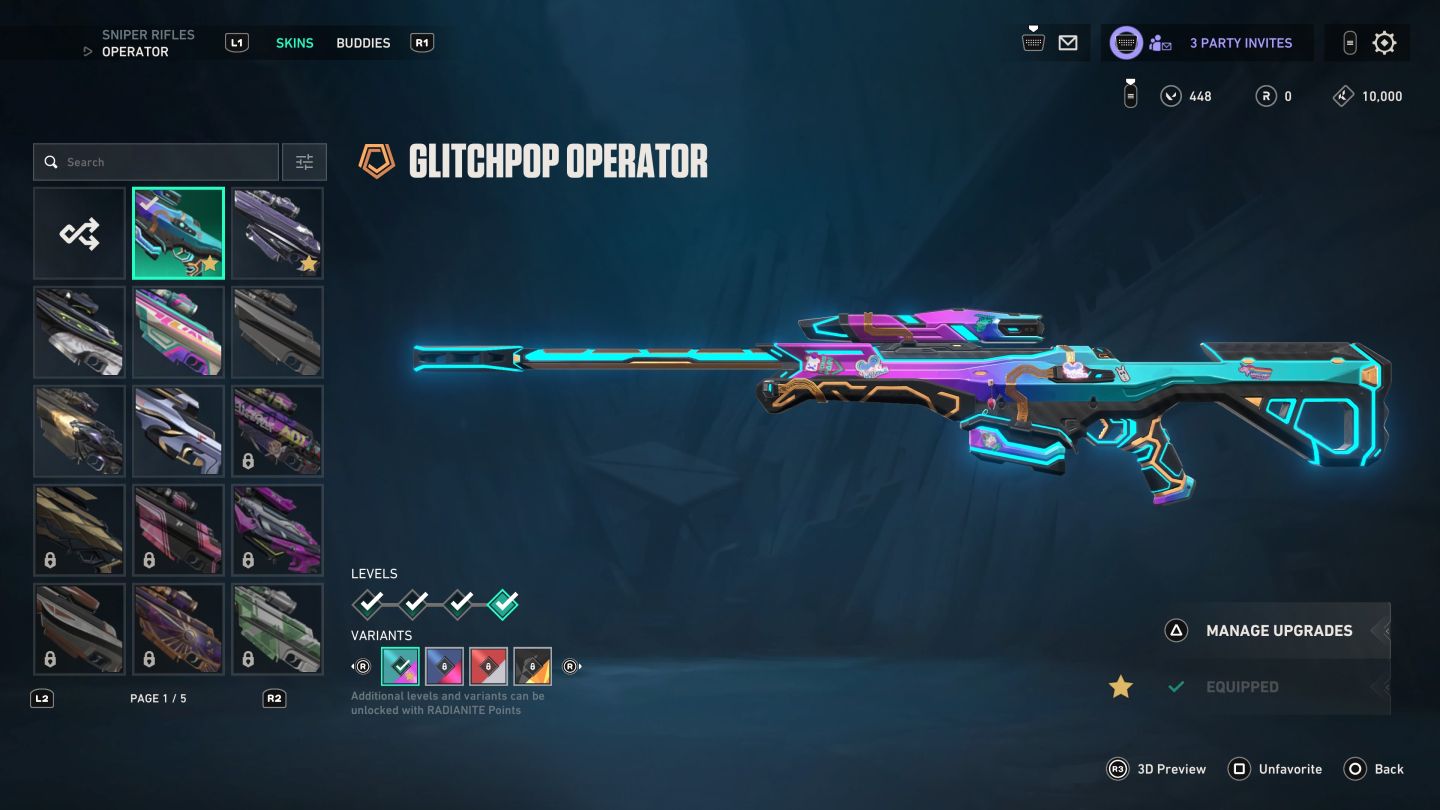 Conta radiante cheia de skins para ir embora logo