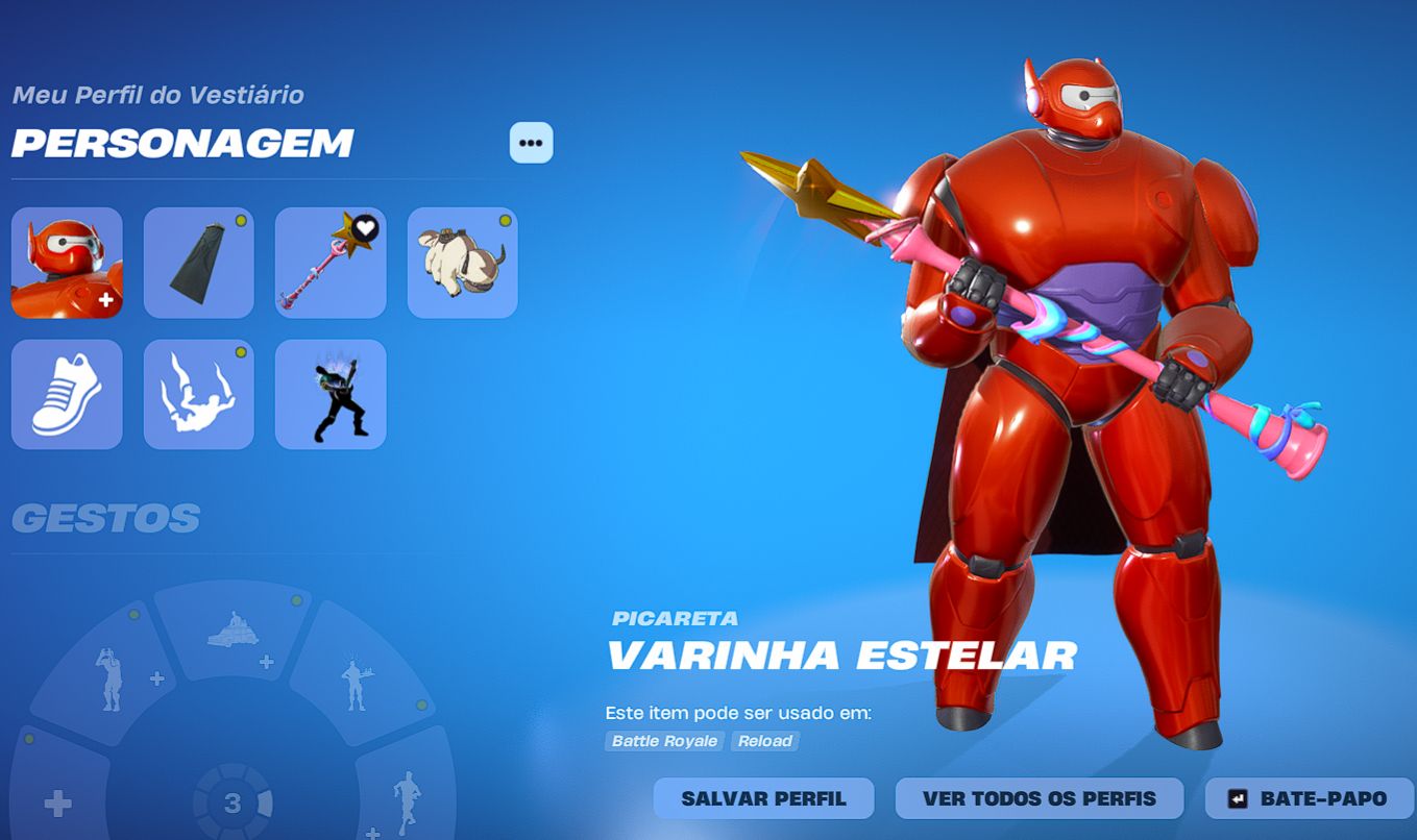 CONTA FORTNITE +200 ITENS - BAYMAX - VARINHA ESTELAR - 89 PICARETAS FULL ACESSO