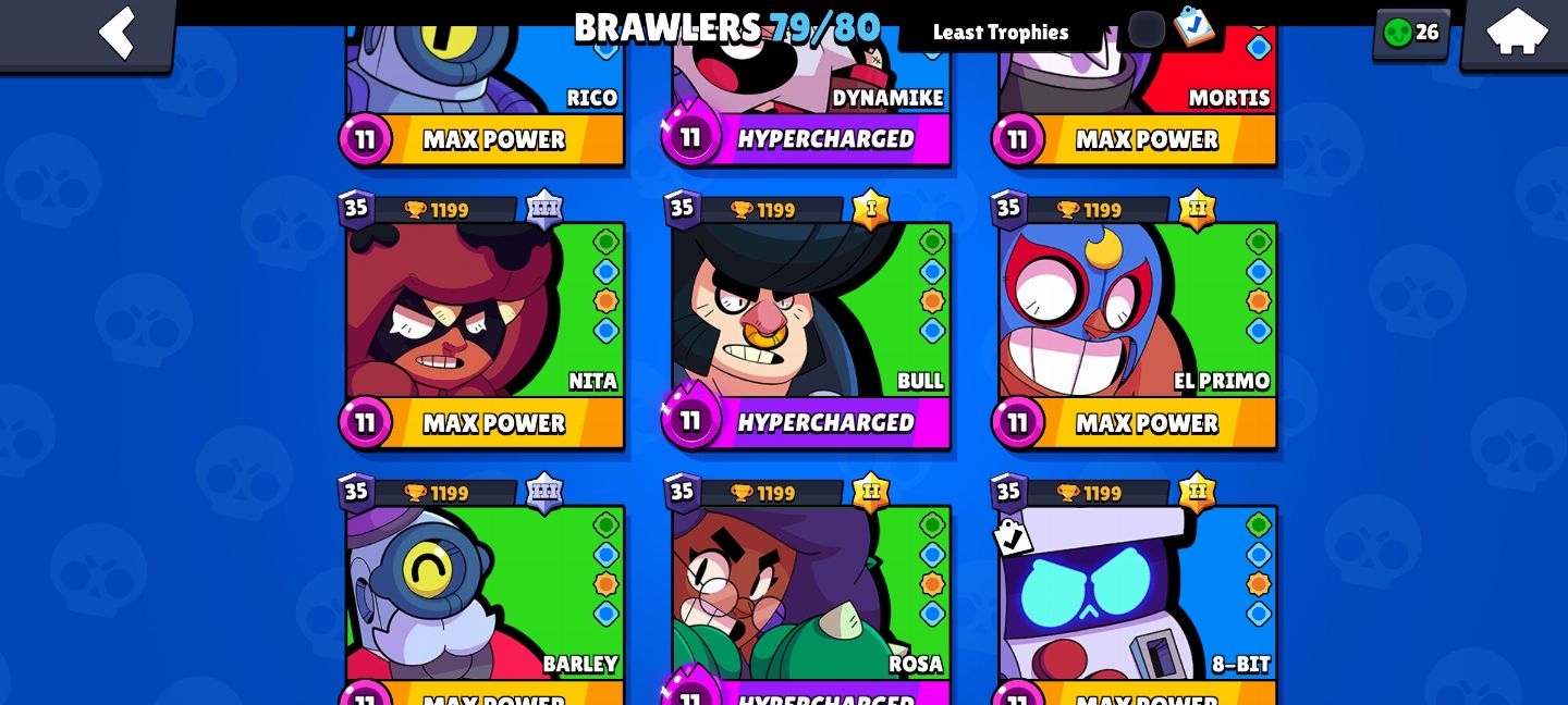 BRAWL STARS CONTA DE 90K / 48 RANK 35 / 14/15 PASSES /+ DE 100 SKINS
