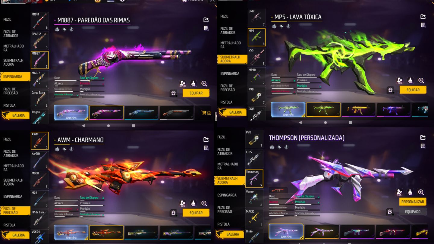 CONTA FREE FIRE | 7 ANOS | LVL 66 | FEMININA E MASCULINA | COLECIONADOR