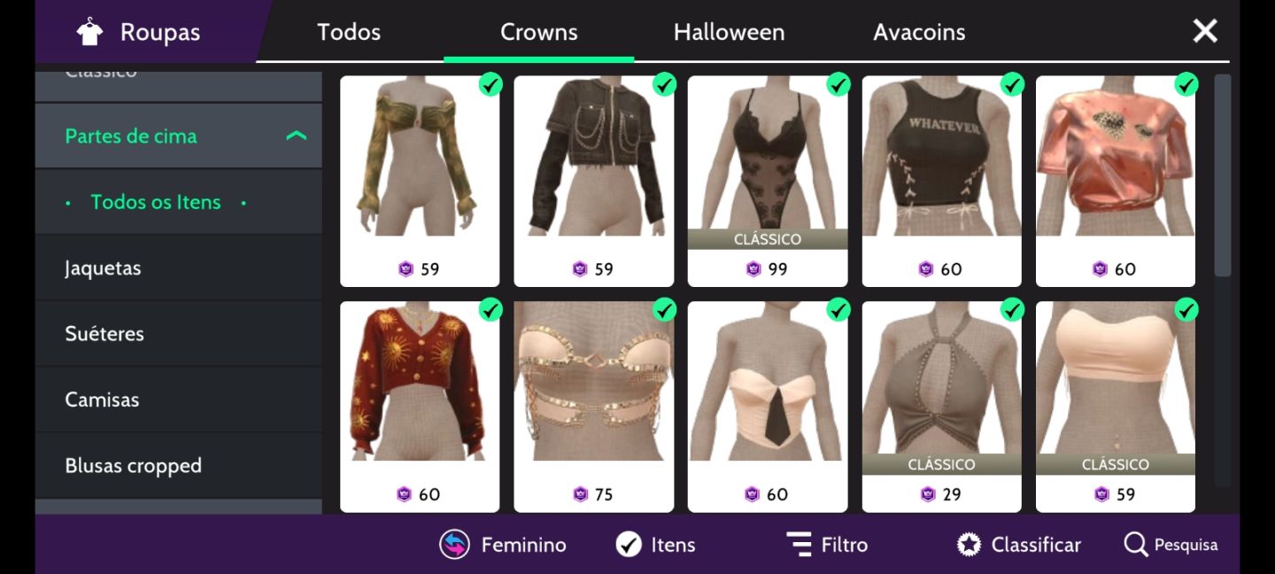 Conta avakin life. Level 53, 70k de Dima, vários itens em crowns.