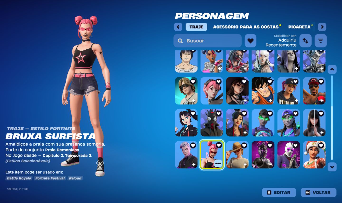 CONTA DE FORTNITE TRYHARD COM ALGUMAS SKINS RARAS E AS MELHORES PICARETAS