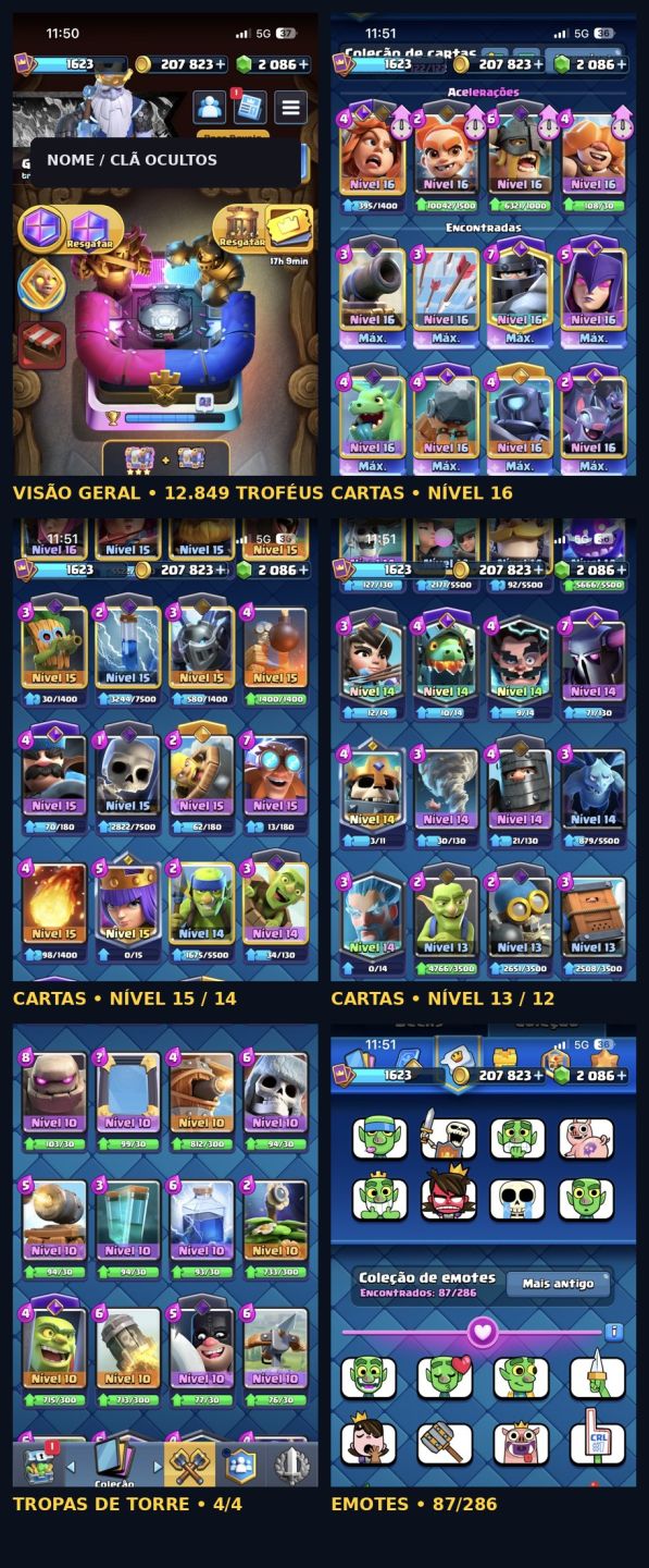 Conta Clash Royale 13k troféu + muitas cartas nível máximo