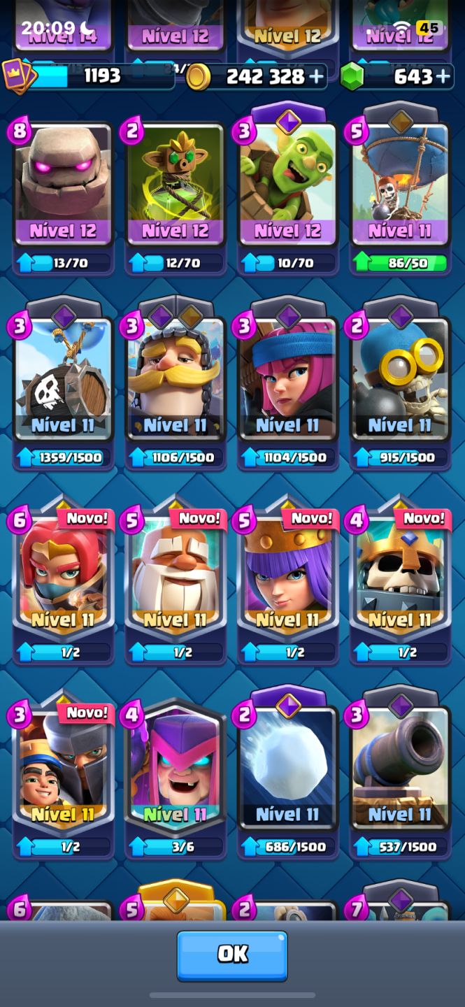 CONTA CLASH ROYALE | 6847 TROFÉUS | 119/123 CARTAS