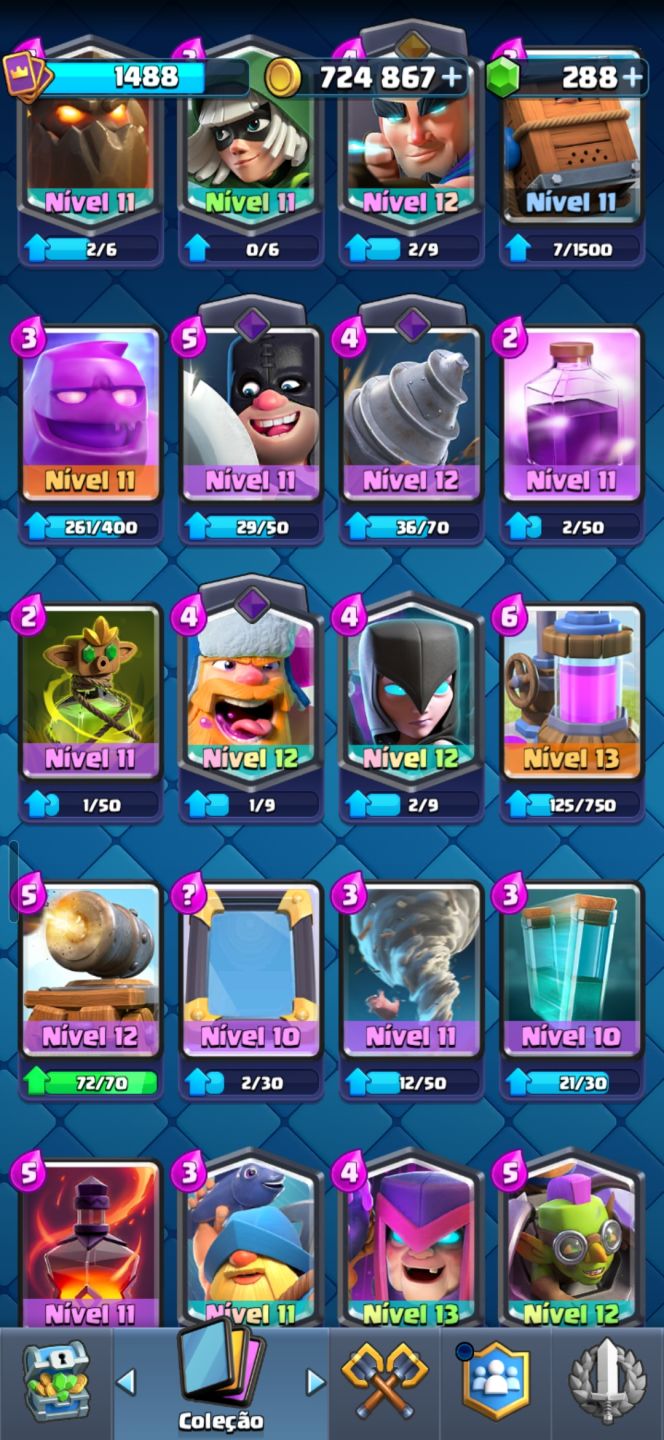 CONTA CLASH ROYALE | ARENA 25 | 724K OURO | BRUXA NÍVEL 16 | VÁRIAS EVOLUÇÕES