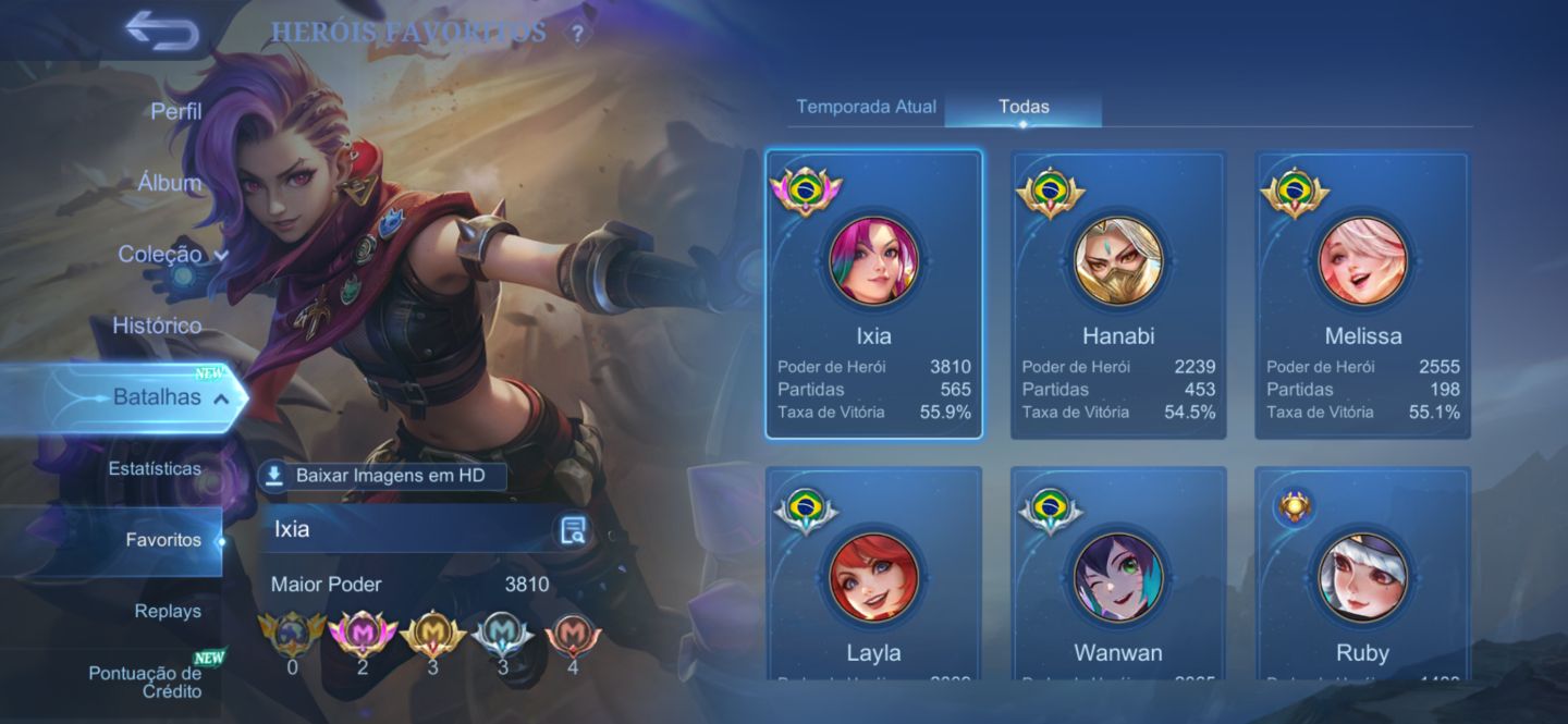 Conta MLBB | Hanabi Collector + Karina KOF + 3 Luckybox