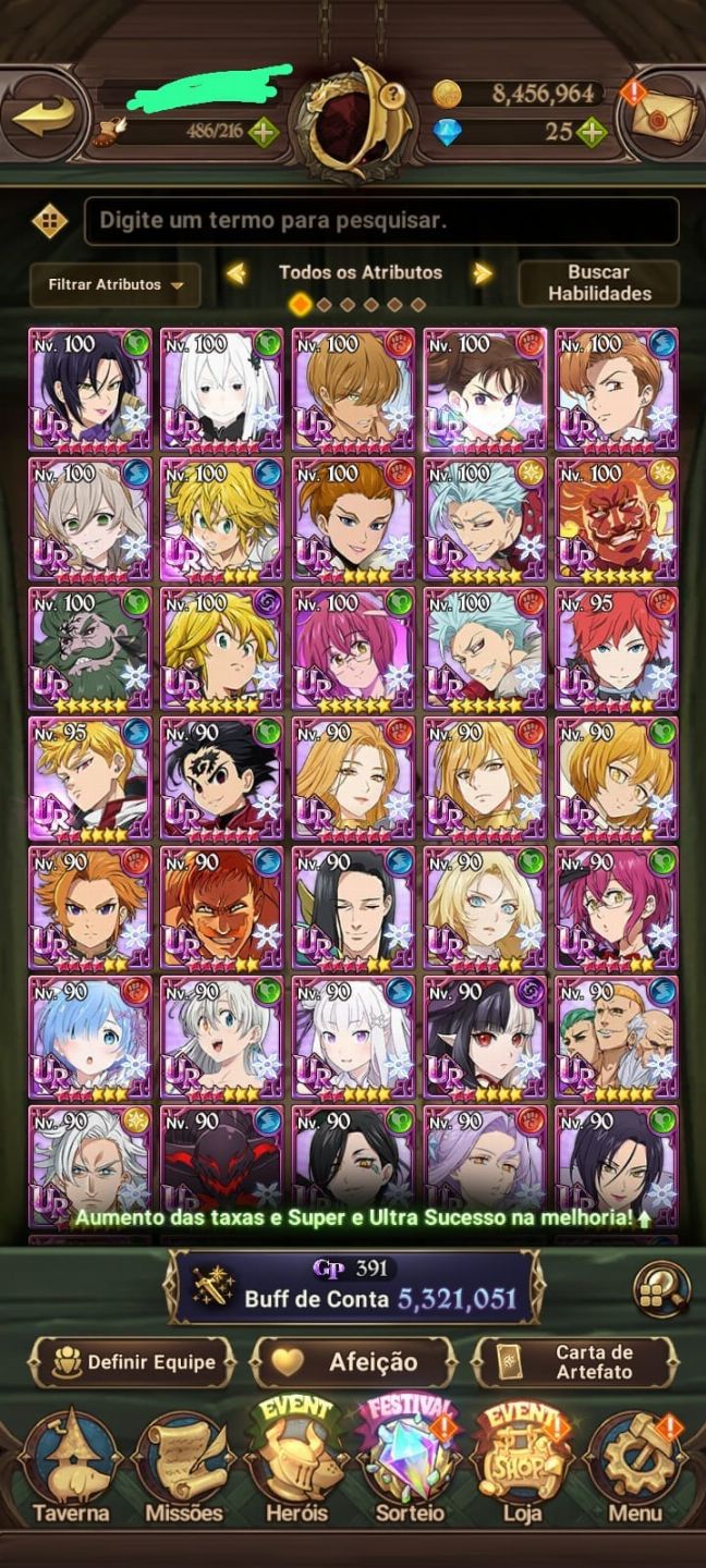 CONTA De 7DS com COLLAB RE ZERO + SLIME + SOLO