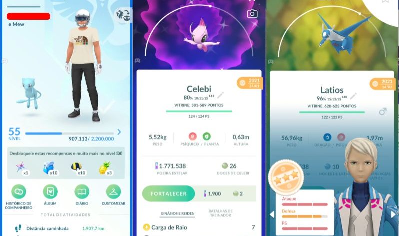 CONTA POKEMON GO LEVEL 55 | 87 LENDARIO | 58 BRILHANTE | MEW E CELEBI SHINY