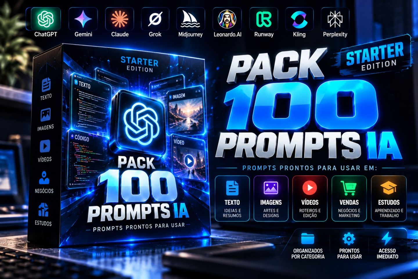 MEGA PACK IA 2026 PROMPTS SECRETOS para ChatGPT, Vendas, Imagens e Muito Mais