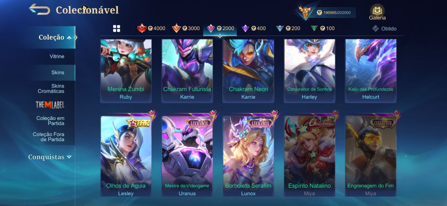 Conta MLBB, skin do alpha legend e muito mais