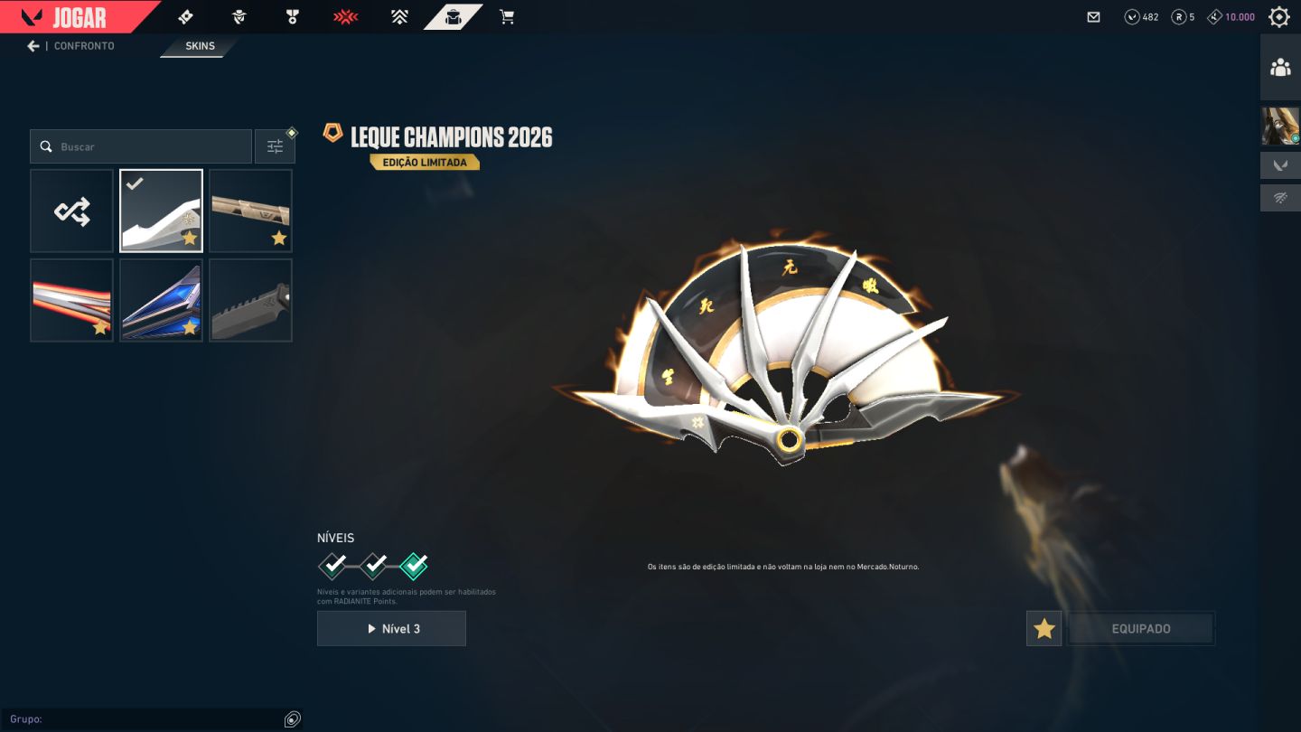 Conta Valorant | Champions 2026 (Phantom + Leque) | Vandal Prelúdio do Caos | Sh