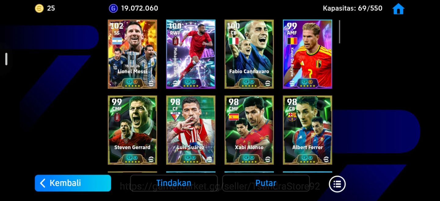 CONTA EFOOTBALL 3236 FC | MESSI 110 | SALAH 106 | CANNAVARO 104 | 19M GP | DIV 1