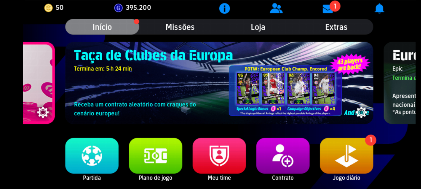 CONTA INICIANTE DE EFOOTBALL