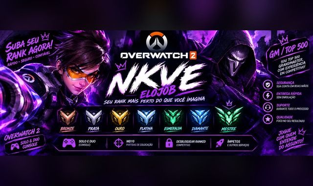 ELOJOB - UPAR RANK- CONTA - SOLO OU DUO CONSOLE / OVERWATCH 2 (LEIA A DESCRIÇÃO)