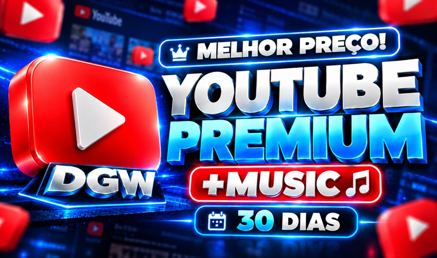 YOUTUBE PREMIUM + MUSIC | 30 DIAS SEM ANÚNCIOS | MELHOR PREÇO!