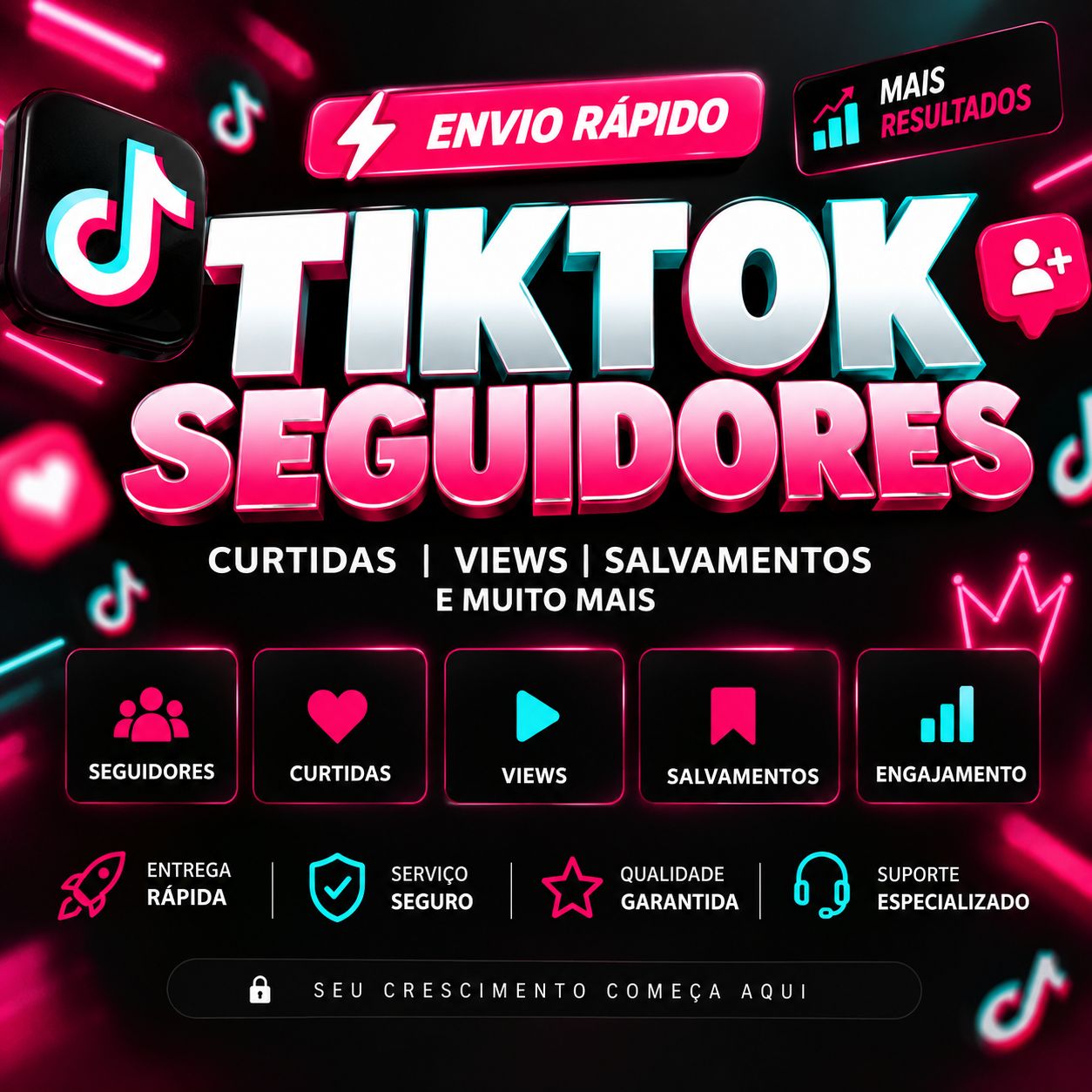 [ENVIO RÁPIDO+ BRINDE] TIKTOK | SEGUIDORES, VIEWS, CURTIDAS E MAIS