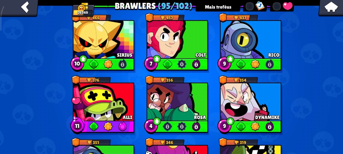 CONTA BRAW STARS COM 12 PRESTÍGIOS 95/102 BRAWS + FULL ACESSO