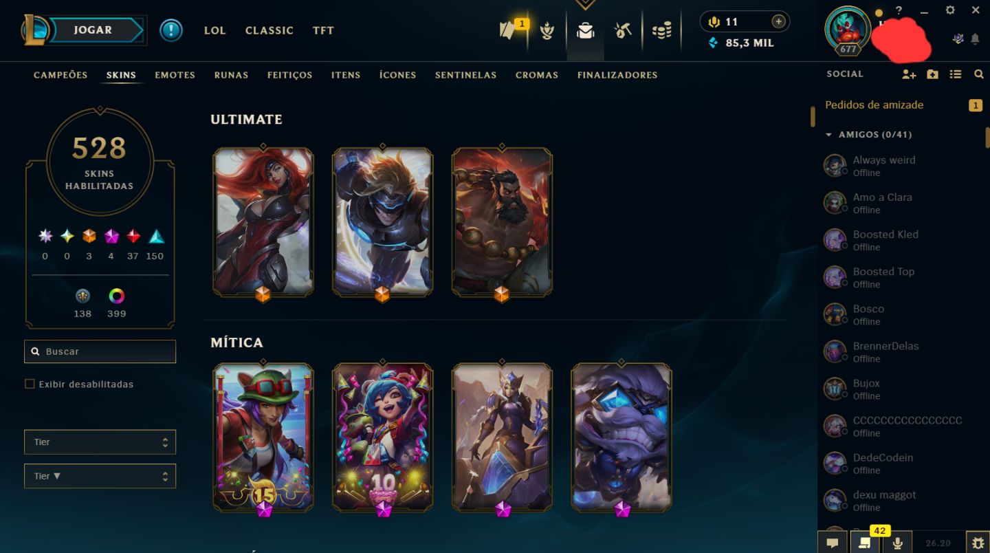 CONTA LOL 528 SKINS | DESDE 2013 | ELISE VITORIOSA + VALORANT