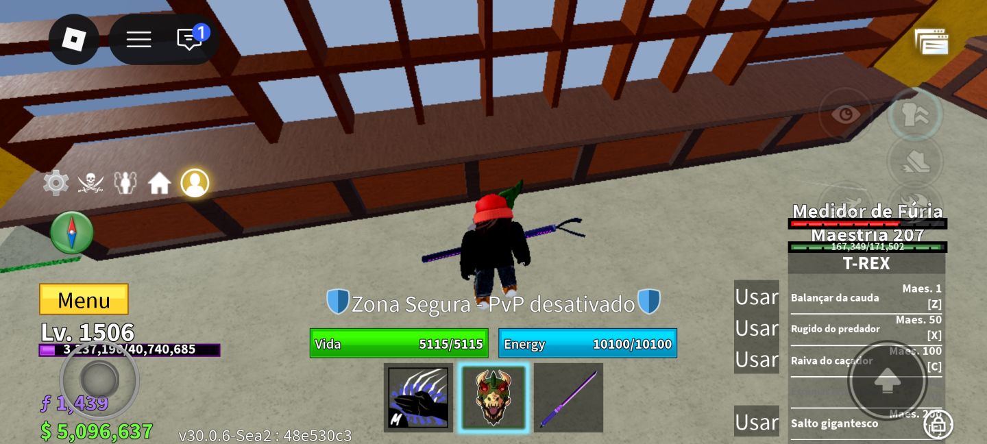CONTA BLOX FRUITS LEVEL 1506 | T-REX USER (MAESTRIA 207) | SEA 3 DESBLOQUEADO |
