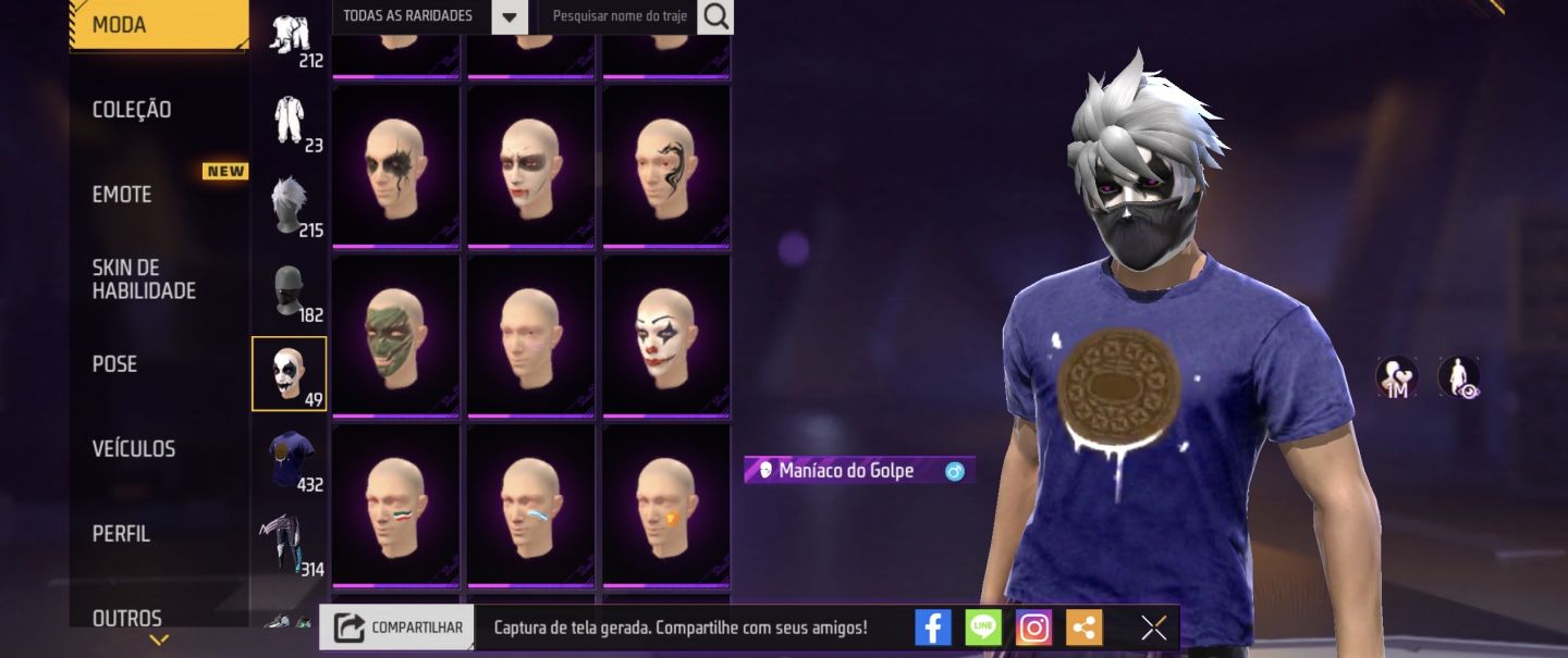 Conta de Free Fire muito rara, cm muitas skins raras