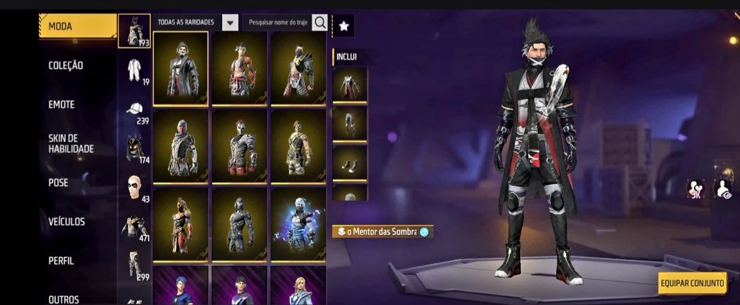 Conta Free Fire Gemada | 450+ Peitorais | Fadinha | Criminal Verde
