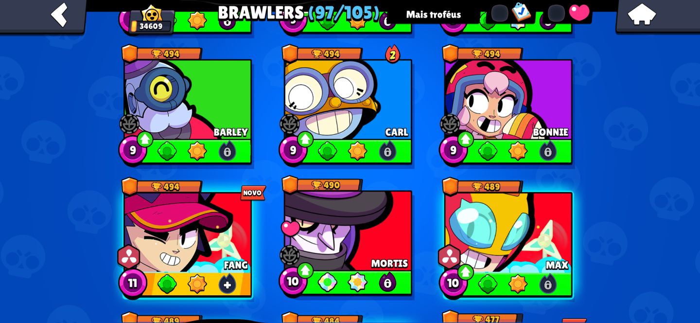 BRAWL STARS | 34K TROFÉUS | 97 BRAWLERS | 231 SKINS | CONTA COMPLETA