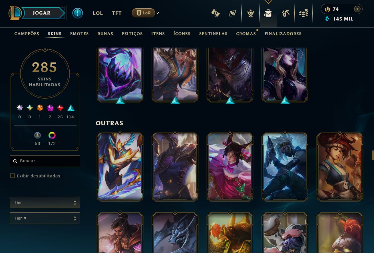 CONTA LOL/VALORANT - MMR MESTRE (LOL) - MUITA SKIN NOS 2 JOGOS! 100% SEGURO!